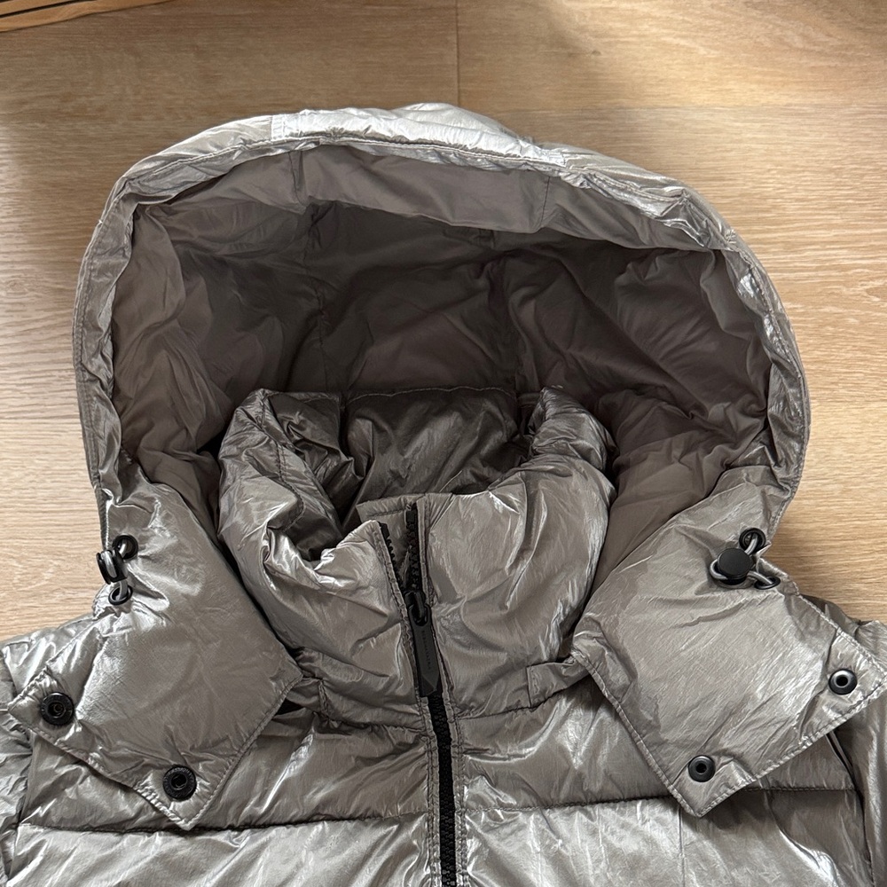 BCBGMaxAzria Metallic Silver Hooded Puffer Coat - Picture 2 of 5